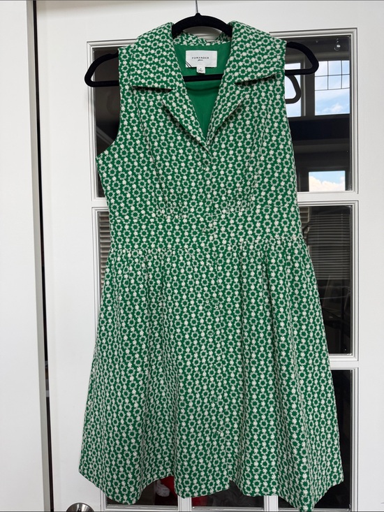 Pomander Place Dresses & Skirts - Pomander Place Green and White Floral Fit-and-Flare Dress with Pockets